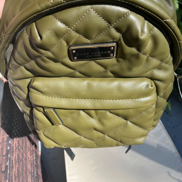 MARC by Marc Jacobs Moto Pillow Medium Quilted Backpack Olive Green - Picture 6 of 9